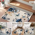 thumbnail image 5 of Rectangle Area Rugs 2 x 3 Ft, Vintage Blue Floral Non-Slip Residential Carpet, Butterflies Watercolor Flower Linen Indoor Crawling Mats Runner Rugs for Living Room/Dining Room/Bedroom, 5 of 8