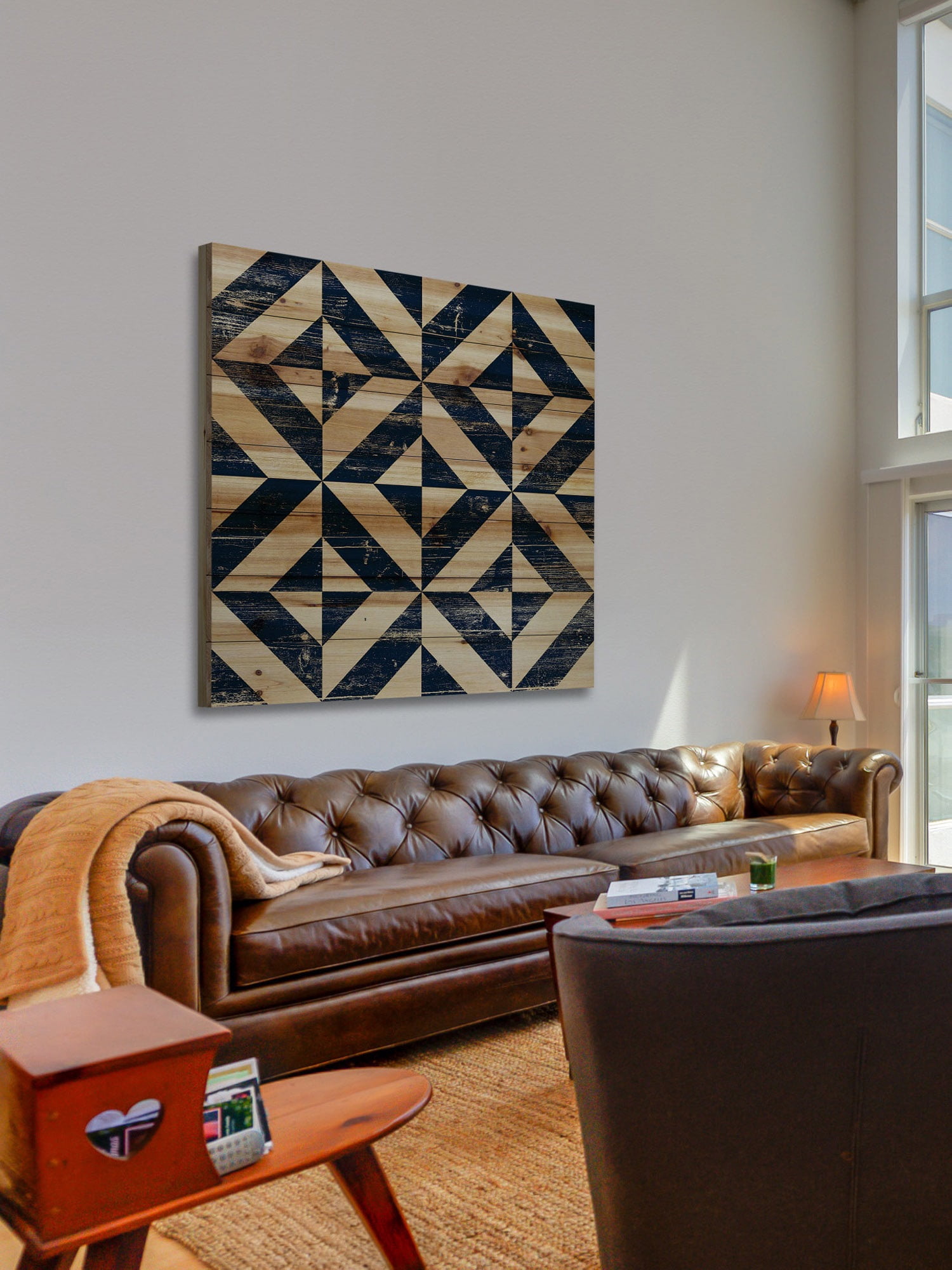 "Square Jigsaw" Painting Print on Natural Pine Wood
