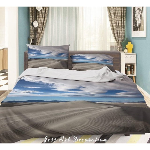 3D Cielo Azul Nube Desierto Paisaje Funda de edredón Set Ropa de Cama Set Funda Nórdica