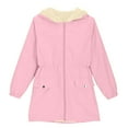 thumbnail image 5 of HAOTAGS Winter Coats for Girls, Thickened Fall Winter Hooded Jacket Zip Up Mid-length Outerwear with Pockets Pink 7 Years, 5 of 10