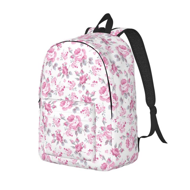 Disketp Rose Flowers Mochila de Lona Estampada, Mochila Escolar de Viaje Ligera para Estudiantes y Portátil-Medium