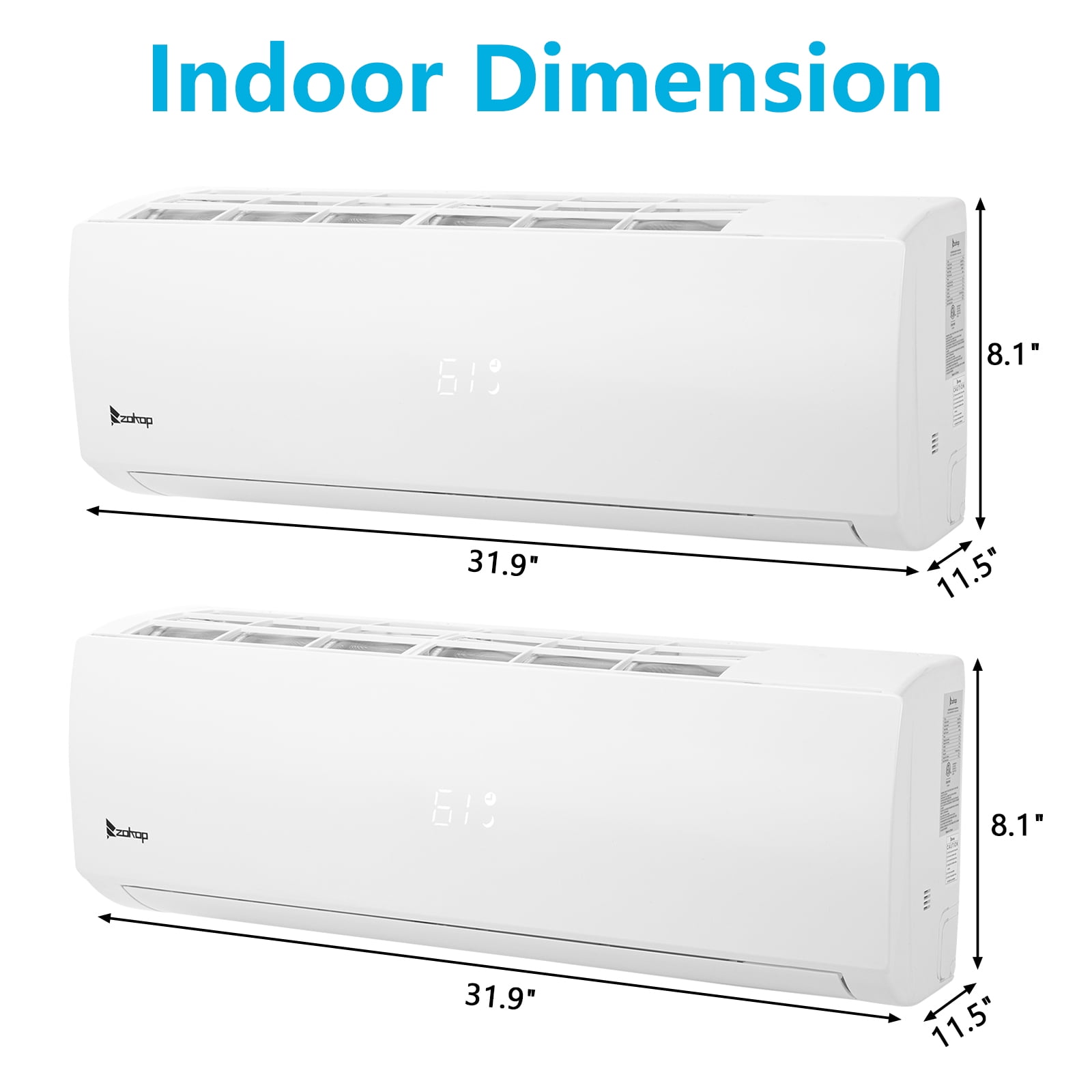 Ktaxon 2 Zone 9000 + 9000 BTU WIFI Mini Split AC/Heating System, 19 SEER2 Dual Zone 18000 BTU Ductless Split Air Conditioner with Pre-Charged Condenser, Heat Pump & 25Ft Installation Kit, 208-230V