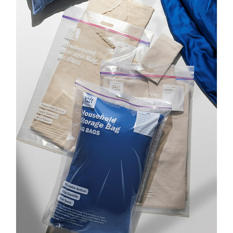 Super big bag x- large thick plastic bag - EXPANDABLE BOTTOM - SLIDER –  Clearly Elegant