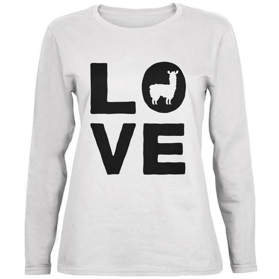 Llama Love Series Ladies' Relaxed Jersey Long-Sleeve Tee White X-LG