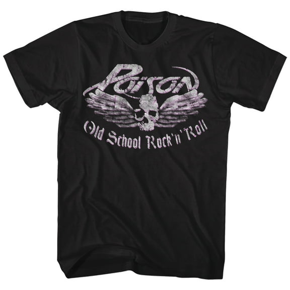 Poison Old School Rock 'N Roll Black Adult T-Shirt