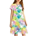 thumbnail image 5 of Odeerbi Kids Girls Gradient Tie-Dye Skater Dress Summer Cute Flared Swing Dress Kids Short Sleeve Stretchy A Line Dress Kids Girls Clothes, 5 of 7