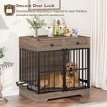 thumbnail image 3 of VEANERWOOD Dog Crate Furniture with 2 Storage Drawers,  47.2 In Large Wooden Indoor Dog Kennel with 2 Adjustable Bowls, End Table Dog Crate, Brown, 3 of 7