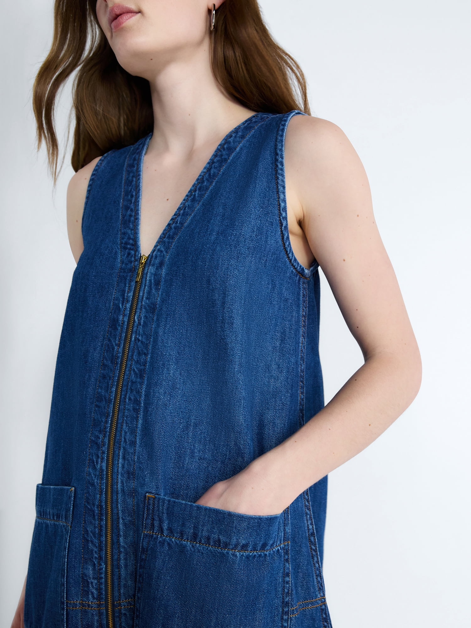 Free Assembly Women's and Women's Plus Sleeveless Denim A Line Mini Dress, Sizes XS-4X