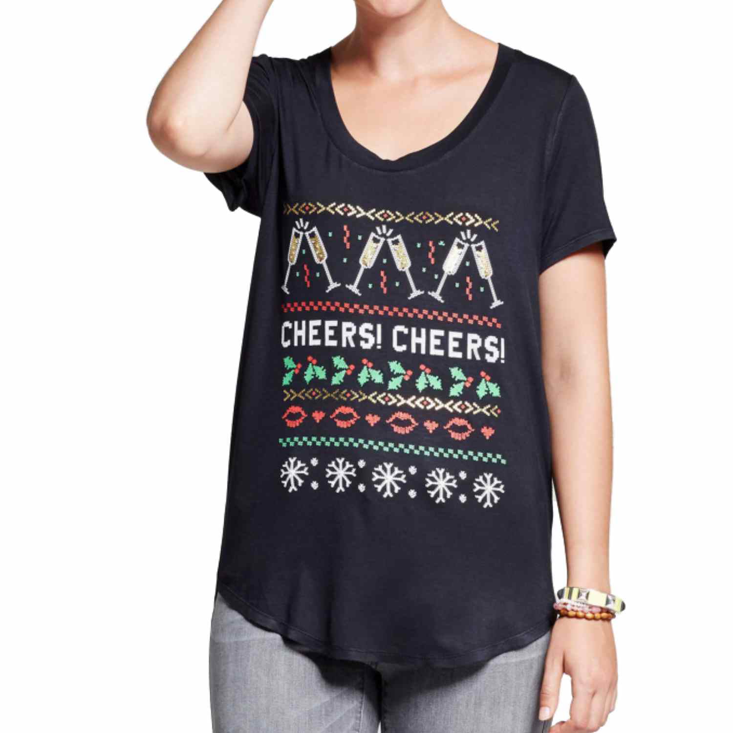 Lutos Women Merry Christmas Plus Size Cute Short Sleeve Christmas Graphic Shirts Tree Print Holiday Shirts Tops Blouse