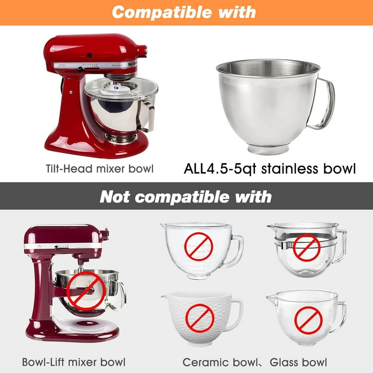 Mixer Bowl Cover For KitchenAid 4.5-5 Quart Tilt-Head Stand Mixers – Splatter Guard Lid With Removable Measuring Cup