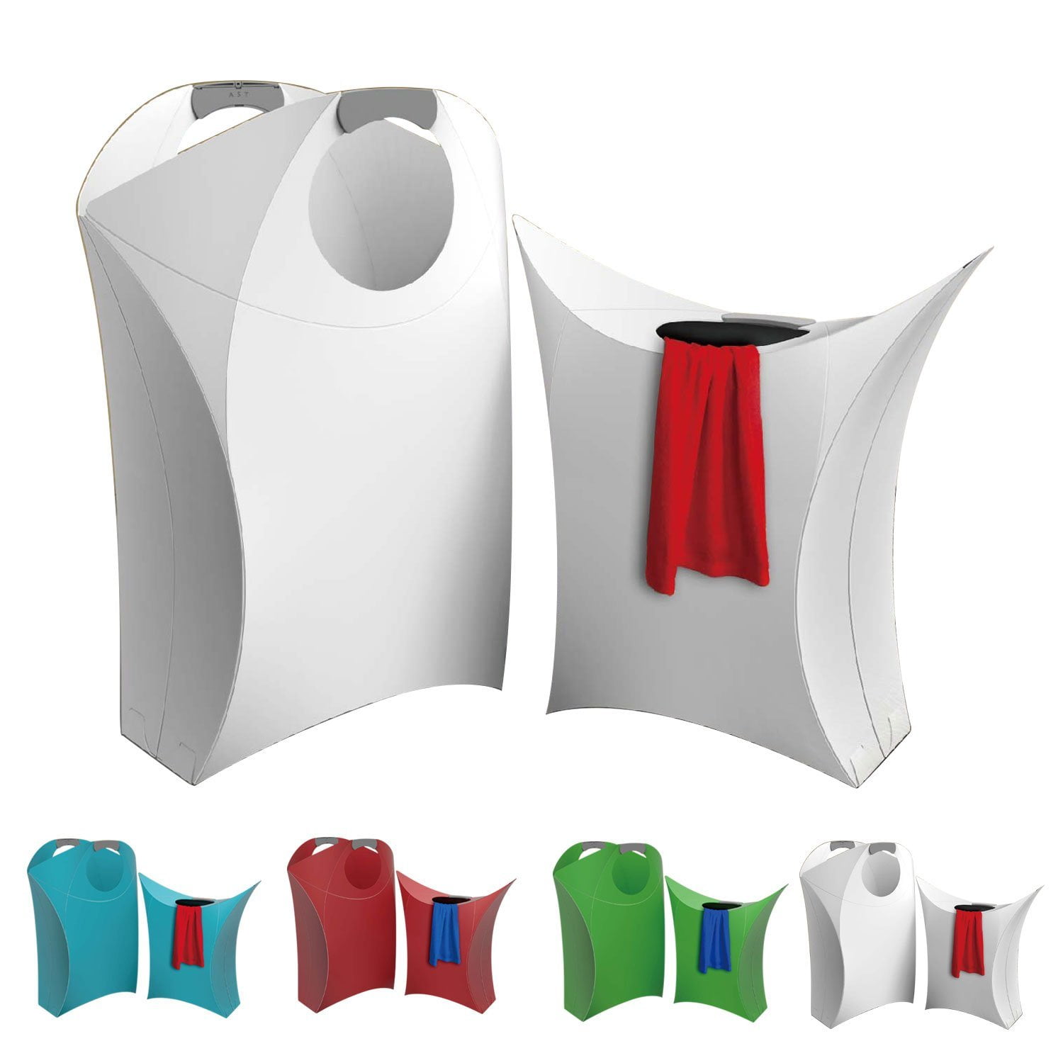 HealthLine Collapsible Laundry Hamper with Durable Handles, White