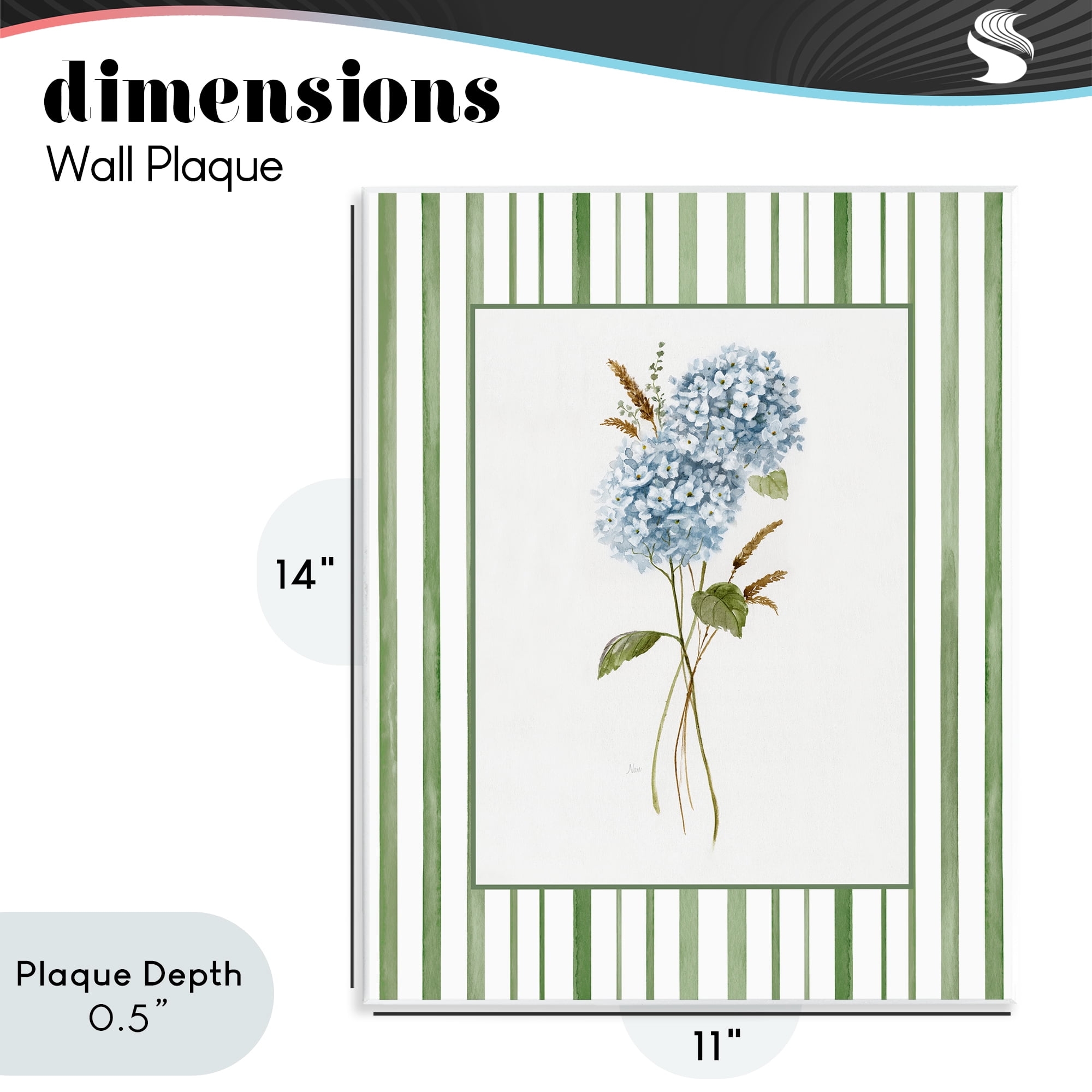 Stupell Industries Blue Hydrangea & Dried Wheat Wall Plaque Art, design by Nan