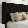 thumbnail image 5 of Amolife Queen Size Upholstered Platform Bed Frame with Fabric Diamond Deluxe Wingback Headboard, Black, 5 of 8