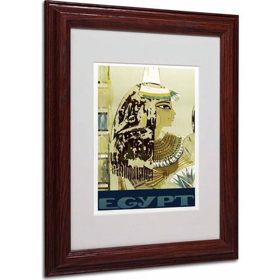 Trademark Fine Art "Visit Egypt Cleopatra" Matted Framed Art by Vintage Apple Collection, Wood Frame