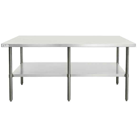NSF Certified Stainless Steel Work Table with Undershelf – 96''W x 30''D x 34''H Commercial Kitchen Prep Table