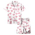 thumbnail image 5 of YUEHUA Girls Boys Satin Pajamas Heart Print Button-Down Silk Pajamas for Girls 2 Pieces Valentines Sleepwear PJS Set for Kids 3-14 Years, 5 of 6