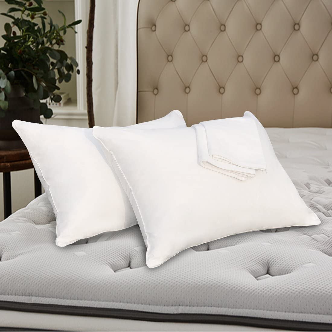 Summark White Pillow Cases Standard Size100 Cotton Pillowcase Covers