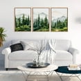 thumbnail image 5 of Watercolor Mountain Range Framed Canvas Wall Art Set, Green Forest Tree Wall Decor, Woodland Nursery Wall Painting, Modern Wilderness Art Print for Living Room, Bedroom, Office-16 x24 x3, 5 of 6