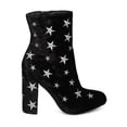 thumbnail image 2 of New Women Wild Diva Yama-01 Velvet Embroidered Stars Block Heel Ankle Boot, 2 of 5