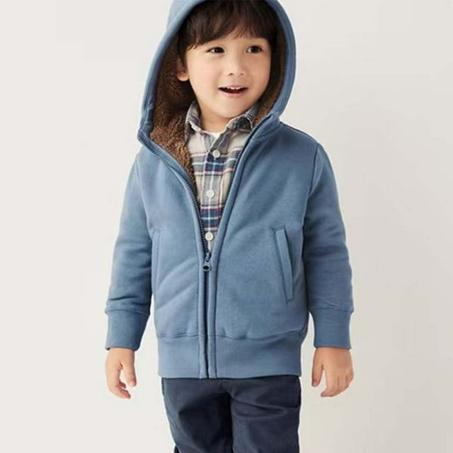 Girls Winter Hooded Jacket Windproof Thickened Zip Up Outerwear Soft Coats For Kids