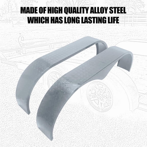 Garvee 2-Piece Steel Tandem Axle Trailer Fenders, 66" x 9.1" x 20", Compatible with 13"-15" Wheels, Grey