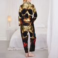 thumbnail image 3 of Pajama Sets for Women 2 Pcs, Butterfly Flower Plant Skull Button Down Long Sleeve Sleepwear Lounge PJ Sets, 3 of 6
