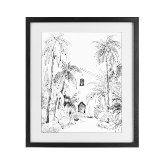 Stupell Industries Island Church Sketch Black Framed Print Under Glass, design by Lanie Loreth