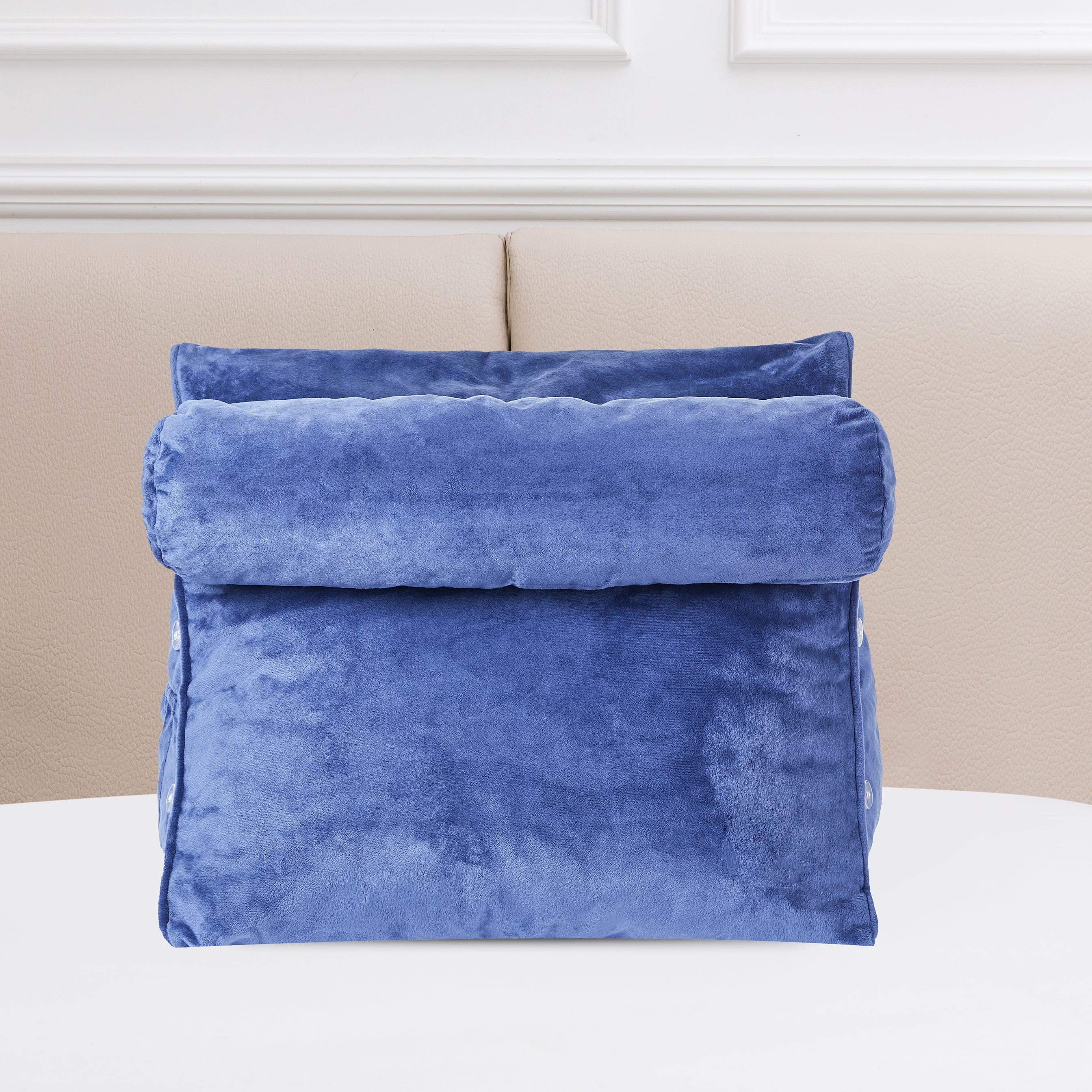 Cheer Collection Extra Large Wedge Pillow with Detachable Bolster, Navy