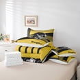 thumbnail image 4 of Erosebridal Football Theme 7 Piece Bedding Set Twin Size Rugby Game Comforter Set with Sheets Teens Sport Helmet Bed in a Bag Black Yellow Bed Set, 4 of 5