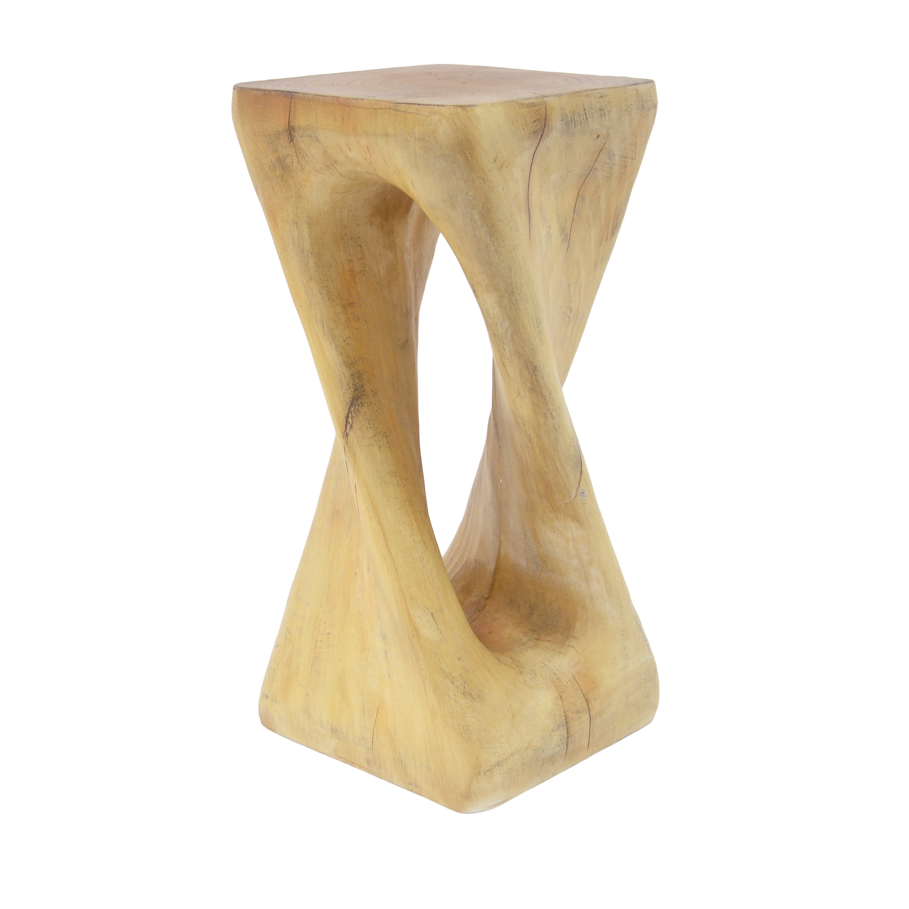 Twist Shape Side Table, Outdoor Lightweight Concrete End Table for Patio Balcony Garden, Natural Color