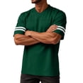 thumbnail image 5 of Laqbezok Men's V-Neck Varsity Stripe T-Shirt, Casual Short Sleeve Athletic Tee, Lightweight Breathable Fashion Pullover with Double Sleeve Stripes, 5 of 6
