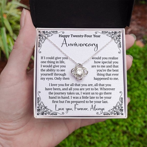 24th Wedding Anniversary Wife Stone Anniversary Gift Twenty Fourth Anniversary Gift 24 Year Anniversary Her Love woman, White Love Knot Necklace