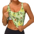 thumbnail image 3 of Fotbe Cute Dinosaurs Cartoon Sujetador Deportivo Largo sin Aros para Mujer con Almohadillas y Soporte Medio, Transpirable y Absorbente, Camiseta Tipo Chaleco o Tank Top-Large, 3 of 8