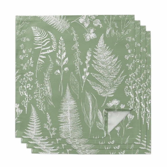 Sage Green Botanical Cloth Napkins, Farmhouse Country Leaves Plant Washable and Reusable Dinner Napkins Set of 4, Table Napkin for Kitchen Party Birthday Wedding Hotel Housewarming 20"x20"
