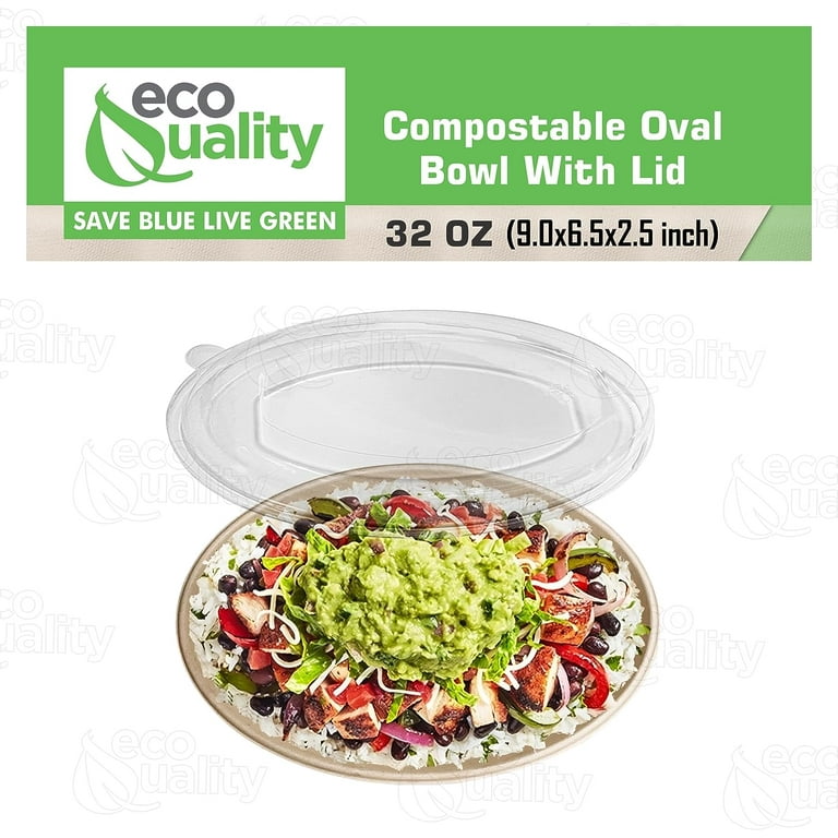 32oz Heavy Duty Salad Lunch Disposable Bowls with Lids Biodegradable –  EcoQuality Store
