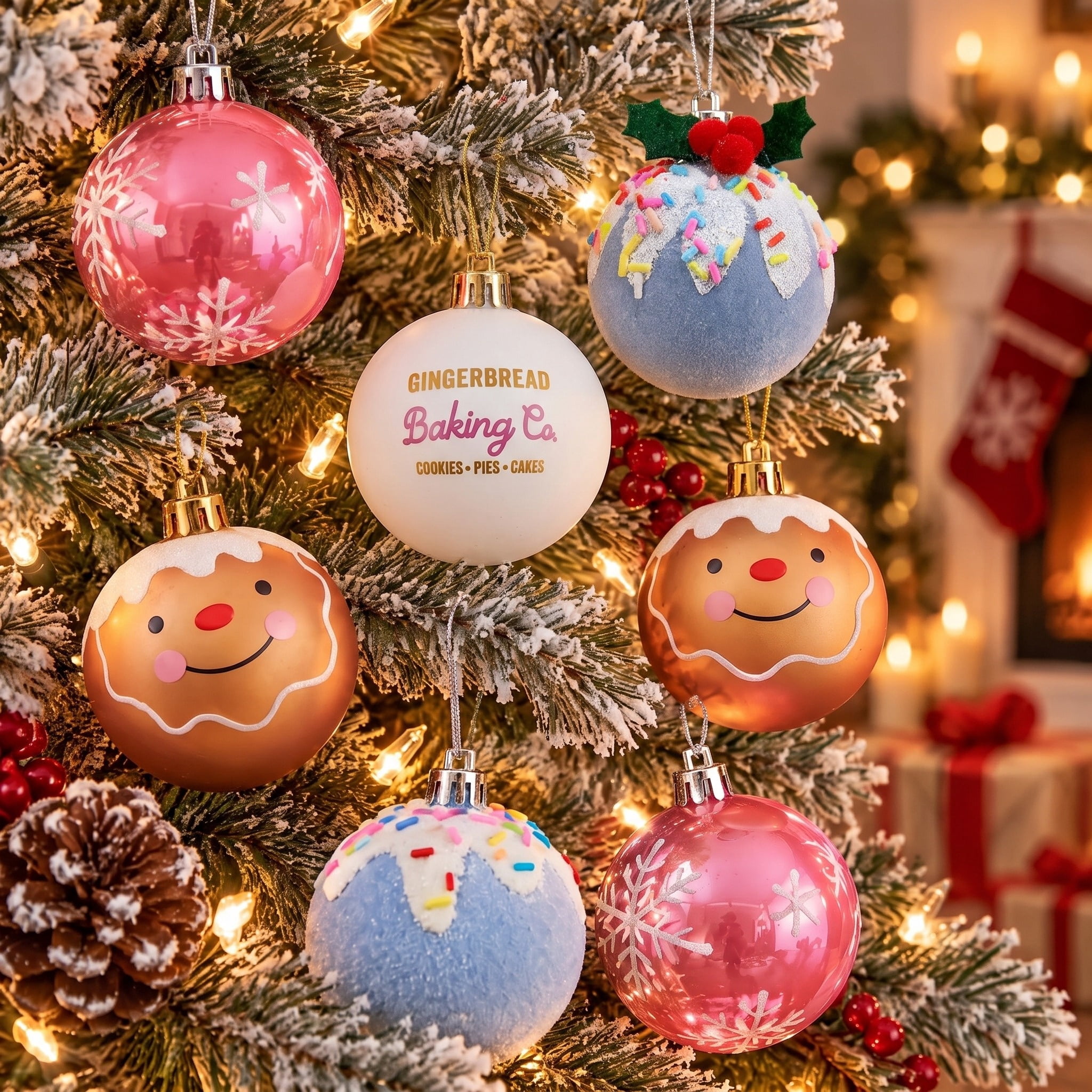 12-Count Multicolor Gingerbread Ball Mini Christmas Ornaments, 1.8", by Holiday Time