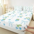 thumbnail image 3 of Manfei Ribbon Bowknot Bowtie Bed Sheets Twin,Cherry Strawberry Bedding Sets Twin Size,Blue White Green Sheet Set Twin For Girl,Breathable Bedroom Decor,3 Pieces, 3 of 7
