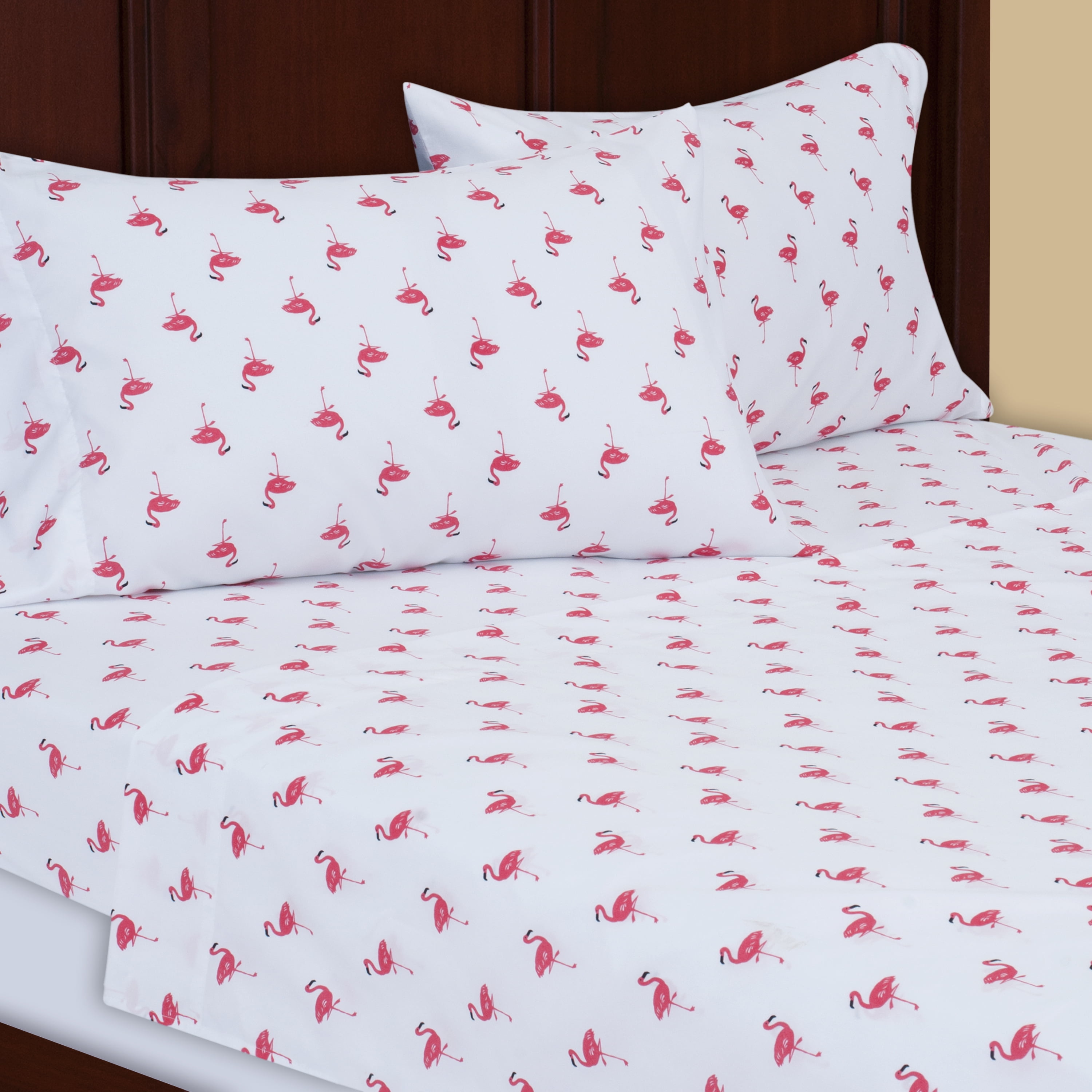 Your Zone Flamingo Print Microfiber Sheet Set