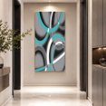 thumbnail image 3 of Canvas Wall Art, Turquoise Geometric Framed Canvas Prints for Living Room Bedroom, Grey Classic Abstract Lines Striped Gallery Wrapped Wall Decor for Home Office, Gifts, 40"x60" Ship Next Day, 3 of 9