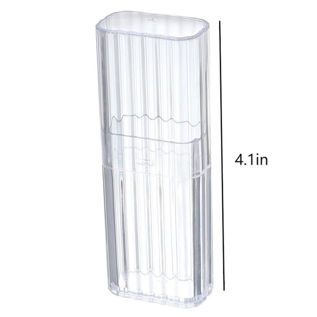 Tanuke 2-Pack Portable Transparent Toothpick Floss Storage Box, Travel Organizer for Cotton Swabs & Small Items, Compact Clear Plastic Case with Lid Blue