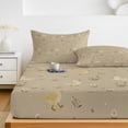 thumbnail image 6 of Full Size Fitted Sheet Set - Cute Duck Daisy 3 Piece Bedding Sets 16" Deep Pocket Fitted Sheet with 2 Pillowcases, Summer Spring Floral Sage Beige Brushed Microfiber Hotel Luxury Bed Sheets, 6 of 9