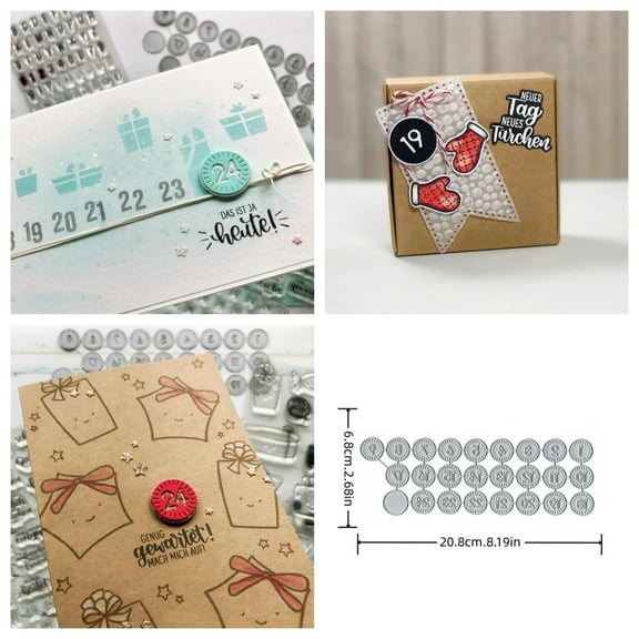 Die Cuts for Card Making, Ouginx Advent Numbers Date Metal Cutting Dies DIY Die Cutters Die Stencils for Scrapbooking, Embossing & More