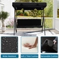 thumbnail image 4 of Skandiquip 3 Seats Outdoor Porch Swing with Adjustable Canopy, Adult Patio Glider Swing for Backyard, Heavy Duty Steel Frame, Black, 4 of 7