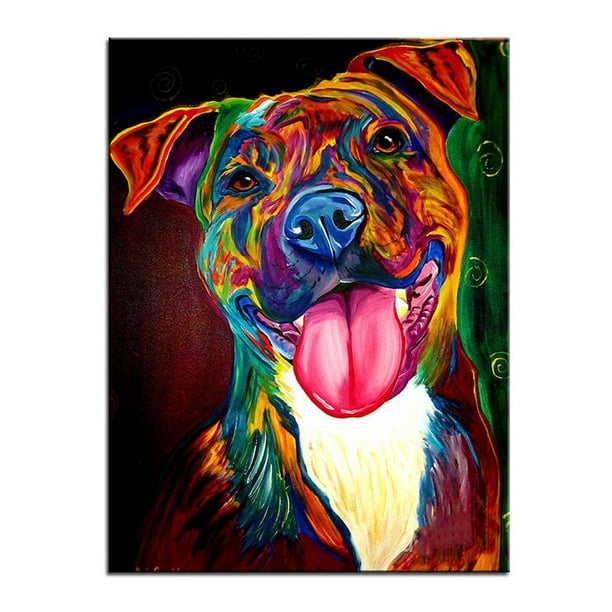 Single Piece Bright Colorful Dog Pattern Canvas Painting Wall Art Picture Print Home Decoration Without Frame Com - Bright Color Dog Paintings