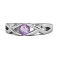 thumbnail image 1 of 925 Sterling Silver 3.00 Mm Round Amethyst Stackable Women Wedding Ring, 1 of 3
