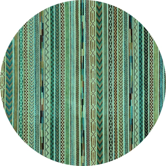 Ahgly Company Indoor Round Abstract Light Blue Modern Area Rugs, 5' Round