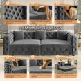 thumbnail image 6 of FFH 89" Pull Out Sofa Bed, 3-in-1 Convertible Sleeper Sofa, 4-Seater Velvet Chesterfield Couch Bed for Living Room, Gray, 6 of 10