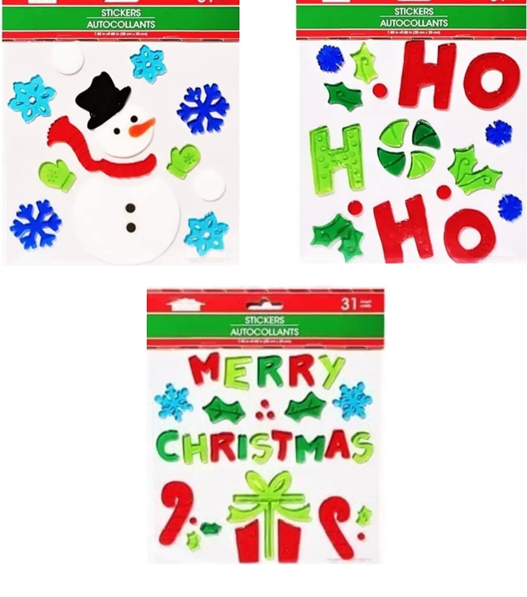 Christmas Holiday Assorted SelfAdhesive and Reusable Window Gel Clings