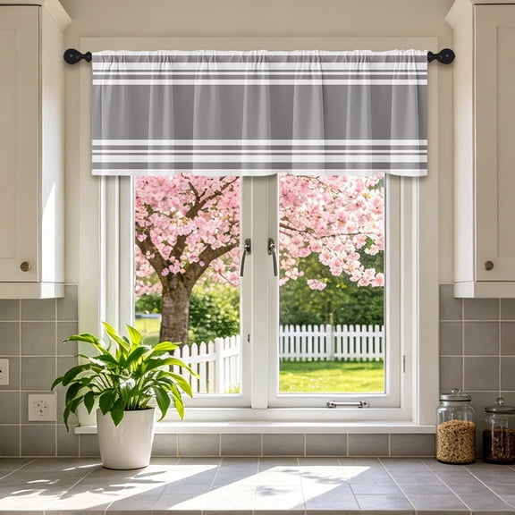 Washable Kitchen Curtain, 2D Print Half Window Curtain, Waterproof Light Filtering Short Curtain for Kitchen Window Decor(A)