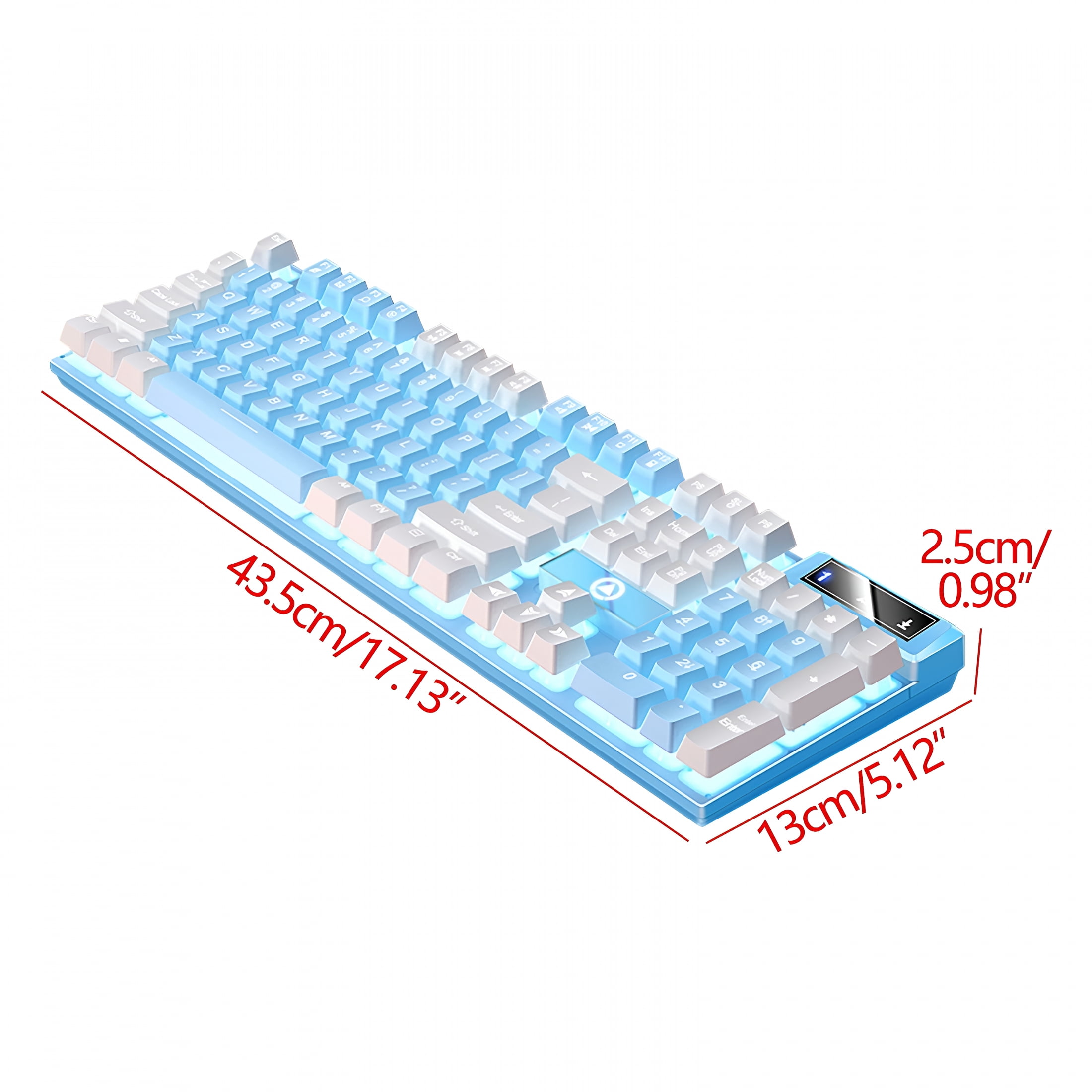 GJX 2026 New Gaming Keyboard,Ergonomic Mechanical Feel Usb Wired Keyboard,Slim Led Backlit Floating Design Spill-Resistant Abs Keycaps Rgb Media Controls,Blue